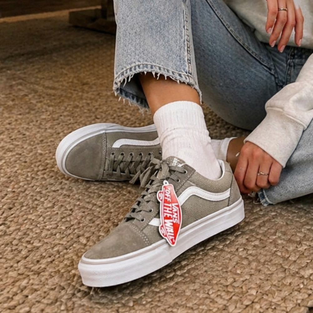 Vans Old Skool Overland Trek Sneakers Size 8.5 Beige Suede Canvas Textured New